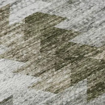 3' X 5' Brown Ivory And Gray Geometric Washable Area Rug With UV Protection