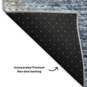 5' X 8' Blue Ivory And Gray Geometric Washable Area Rug With UV Protection