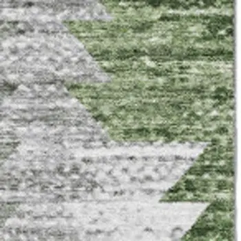 3' X 5' Green Ivory And Gray Geometric Washable Area Rug With UV Protection
