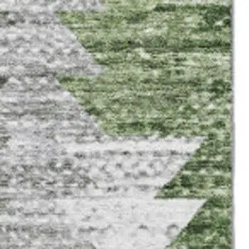 10' X 14' Green Ivory And Gray Geometric Washable Area Rug With UV Protection