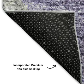 8' Purple Ivory And Gray Geometric Washable Round Rug With UV Protection