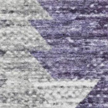9' X 12' Purple Ivory And Gray Geometric Washable Area Rug With UV Protection