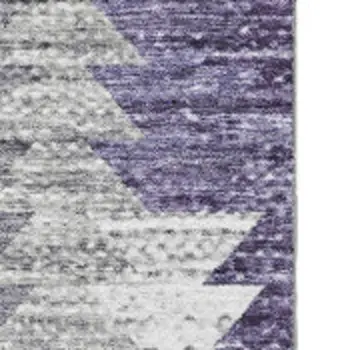 10' X 14' Purple Ivory And Gray Geometric Washable Area Rug With UV Protection