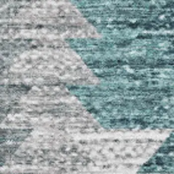 10' X 14' Teal Ivory And Gray Geometric Washable Area Rug With UV Protection