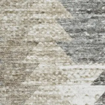 3' X 5' Taupe Ivory And Gray Geometric Washable Area Rug With UV Protection