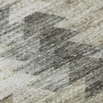 5' X 8' Taupe Ivory And Gray Geometric Washable Area Rug With UV Protection