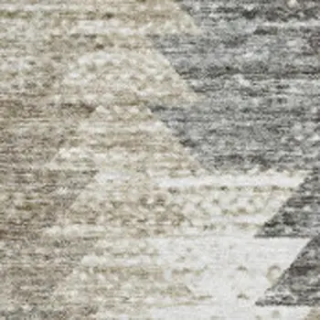 9' X 12' Taupe Ivory And Gray Geometric Washable Area Rug With UV Protection