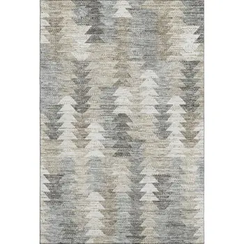 10' X 14' Taupe Ivory And Gray Geometric Washable Area Rug With UV Protection