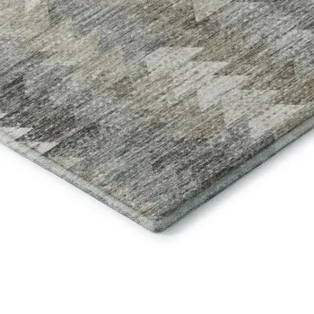 10' X 14' Taupe Ivory And Gray Geometric Washable Area Rug With UV Protection
