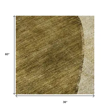 3' X 5' Brown And Beige Abstract Washable Area Rug With UV Protection