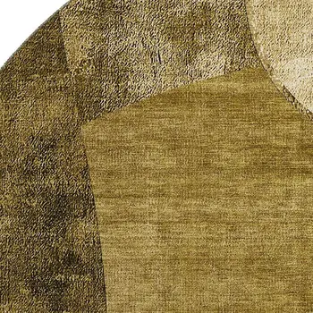 8' Brown And Beige Abstract Washable Round Rug With UV Protection