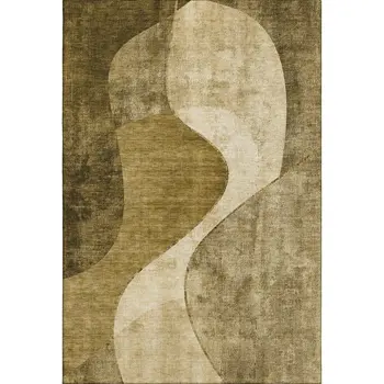 9' X 12' Brown And Beige Abstract Washable Area Rug With UV Protection