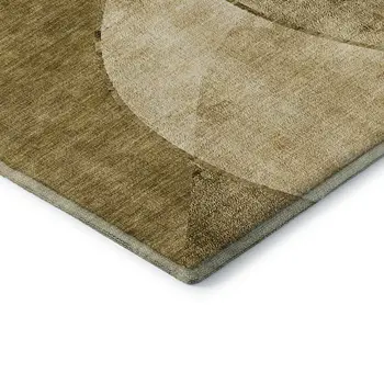 10' X 14' Brown And Beige Abstract Washable Area Rug With UV Protection