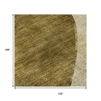 10' X 14' Brown And Beige Abstract Washable Area Rug With UV Protection