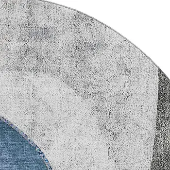 8' Blue Ivory And Gray Abstract Washable Round Rug With UV Protection