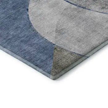 10' X 14' Blue Ivory And Gray Abstract Washable Area Rug With UV Protection