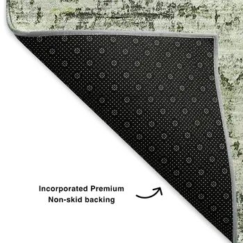 10' X 14' Artichoke Green Ivory And Gray Floral Washable Area Rug With UV Protection
