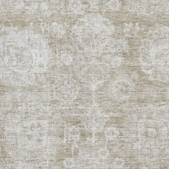 3' X 5' Beige And Ivory Floral Washable Area Rug With UV Protection