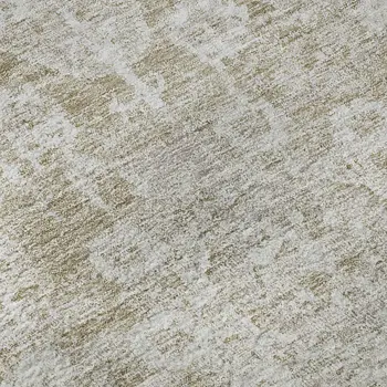 5' X 8' Beige And Ivory Floral Washable Area Rug With UV Protection