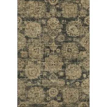3' X 5' Charcoal And Brown Floral Washable Area Rug With UV Protection