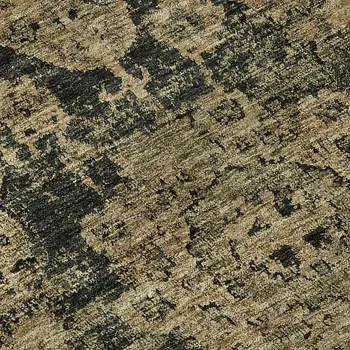 3' X 5' Charcoal And Brown Floral Washable Area Rug With UV Protection