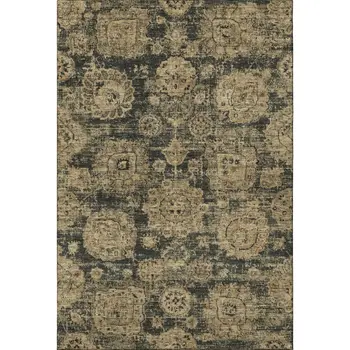 3' X 5' Charcoal And Brown Floral Washable Area Rug With UV Protection