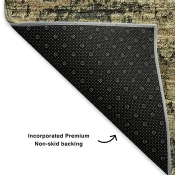 8' Charcoal And Brown Floral Washable Round Rug With UV Protection