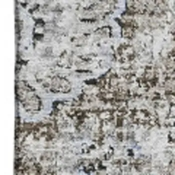 8' X 10' Chocolate And Ivory Floral Washable Area Rug With UV Protection