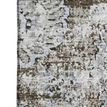 8' X 10' Chocolate And Ivory Floral Washable Area Rug With UV Protection