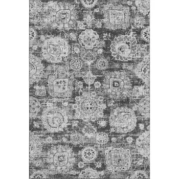 3' X 5' Gray And Ivory Floral Washable Area Rug With UV Protection