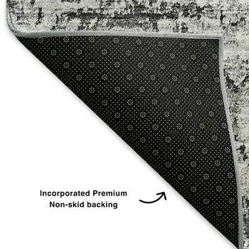 3' X 5' Gray And Ivory Floral Washable Area Rug With UV Protection