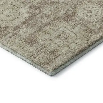8' X 10' Coffee And Beige Floral Washable Area Rug With UV Protection