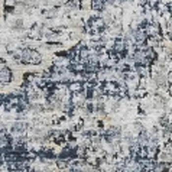 8' X 10' Navy Blue And Ivory Floral Washable Area Rug With UV Protection