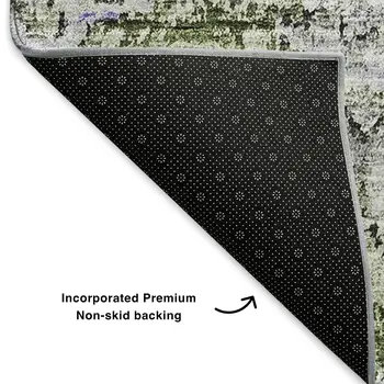 3' X 5' Olive Green Purple And Ivory Floral Washable Area Rug With UV Protection