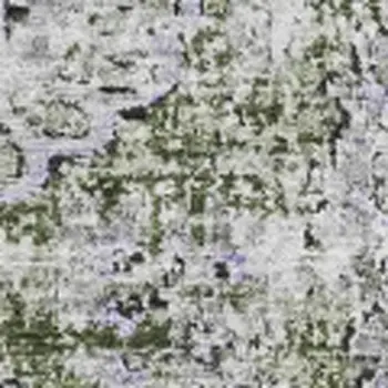 5' X 8' Olive Green Purple And Ivory Floral Washable Area Rug With UV Protection