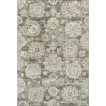 8' X 10' Taupe And Beige Floral Washable Area Rug With UV Protection