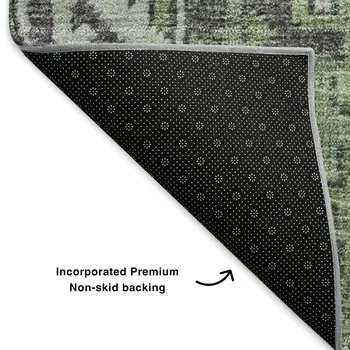 8' X 10' Green And Purple Patchwork Washable Area Rug With UV Protection
