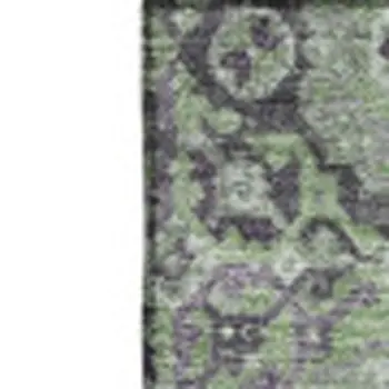 8' X 10' Green And Purple Patchwork Washable Area Rug With UV Protection