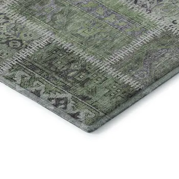 9' X 12' Green And Purple Patchwork Washable Area Rug With UV Protection