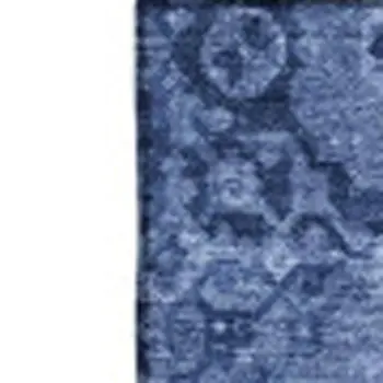 3' X 5' Navy Blue And Ivory Patchwork Washable Area Rug With UV Protection