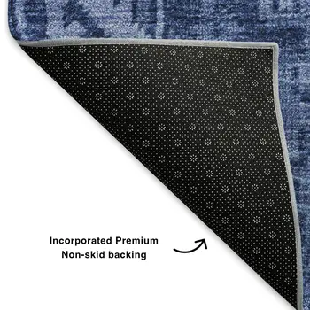 9' X 12' Navy Blue And Ivory Patchwork Washable Area Rug With UV Protection