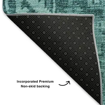 3' X 5' Turquoise And Aqua Patchwork Washable Area Rug With UV Protection