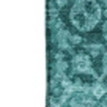 8' X 10' Turquoise And Aqua Patchwork Washable Area Rug With UV Protection