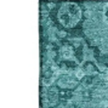 10' X 14' Turquoise And Aqua Patchwork Washable Area Rug With UV Protection