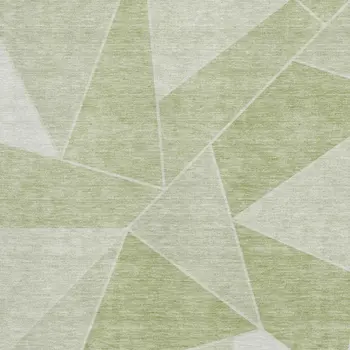 3' X 5' Artichoke Green And Ivory Geometric Washable Area Rug With UV Protection