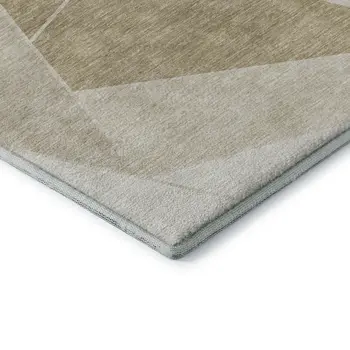 3' X 5' Beige And Ivory Geometric Washable Area Rug With UV Protection