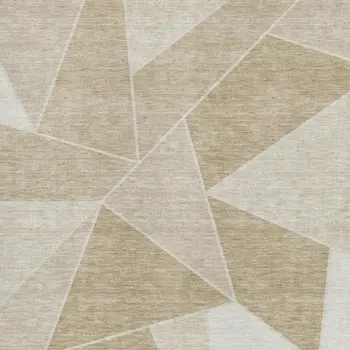 10' X 14' Beige And Ivory Geometric Washable Area Rug With UV Protection