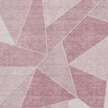 3' X 5' Blush And Ivory Geometric Washable Area Rug With UV Protection
