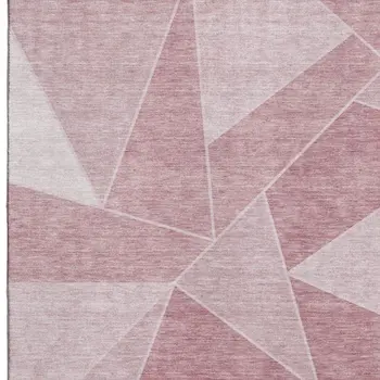 8' X 10' Blush And Ivory Geometric Washable Area Rug With UV Protection