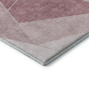 9' X 12' Blush And Ivory Geometric Washable Area Rug With UV Protection